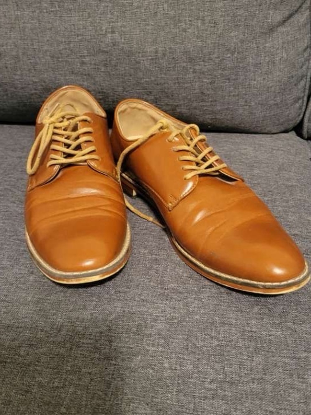Men's Tan Leather Derby Shoes - Polished Casual Dress